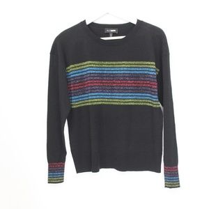 Express Women Striped Sweater NEW Colorful Top XS Long Sleeves Rainbow sparkle